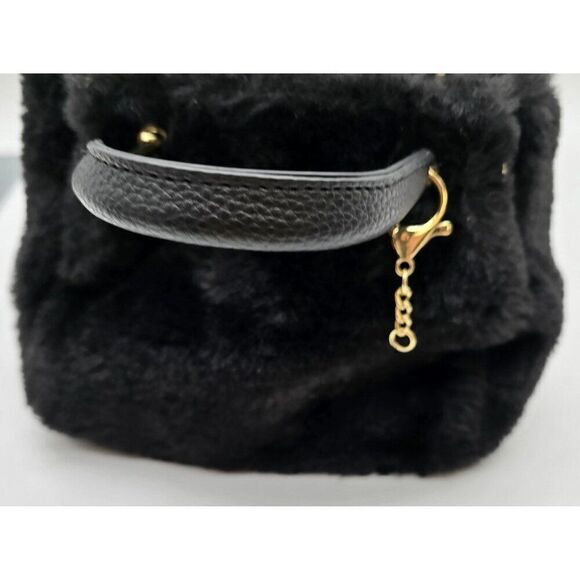 Isaac Mizrahi Faux Fur Handbag With Gold Chain Strap & Adjustable Handle - Picture 5 of 7